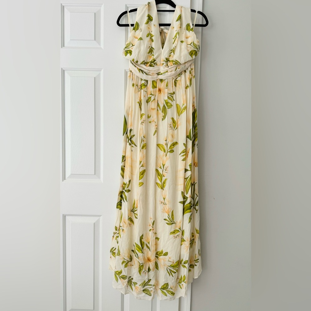 Farm Rio V-Neck Floral Chiffon Maxi Dress, Size S - Picture 6 of 11